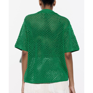 OEM personalizado Logotipo de verano de malla de moda Polo camisa de mujer personalizada de malla polo - Product Image 3