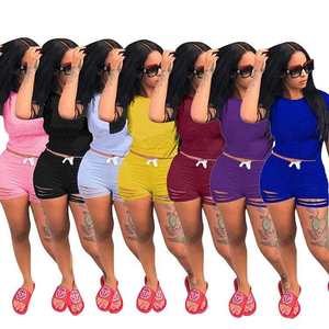 ชุดเสื้อยืดและกางเกงขาสั้นสำหรับผู้หญิงชุดฤดูร้อนเสื้อยืดและชุดสั้น2ชิ้นชุดกางเกงขาสั้นนักขี่จักรยานว่างเปล่าชุดกางเกงขาสั้นออกแบบได้เองสำหรับผู้หญิง - Product Image 5