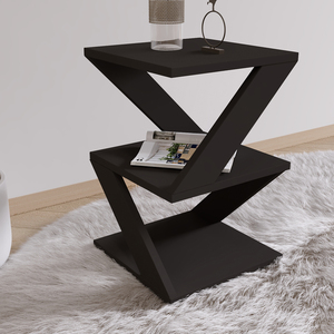Table d'appoint ALBENI noire pour la maison commerciale utilisée Designer en forme de zigzag Table basse pratique de luxe pour le salon Mobilier de maison - Product Image 3