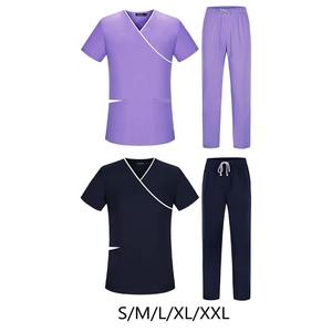 Uniformes Scrubs Trajes Uniforme de enfermera Cuello en V Estiramiento Conjuntos de uniformes para mujeres - Product Image 1