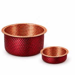 Juego de 2 Cuencos de Cobre Martillado para Pedicura, Cuenco Redondo de Cobre Rojo para Manicura, Spa de Pies y Masajes - Product Image 1