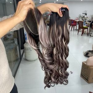 Extensiones de Cabello Humano Vietnamita de la Más Alta Calidad, Precio Increíble, Cabello Liso Natural, Color Ombre, Juego de Paquetes con Cierre 2025 - Product Image 5