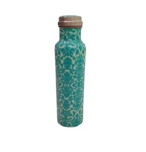 Bouteille d'eau en cuivre écologique durable faite à la main, design vert floral, personnalisable pour une utilisation bouillante, cadeaux d'entreprise pour le bureau et la maison - Product Image 2