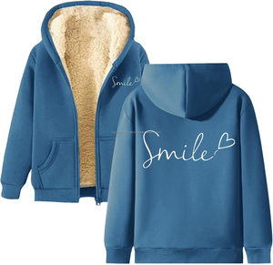 New Custom Printed Hooded <b>Men's</b> Solid Winter Zipper-Up <b>Sherpa</b>-Lined <b>Fleece</b> <b>Hoodie</b> 100% Cotton Thermal Breathable Windproof - Product Image 2