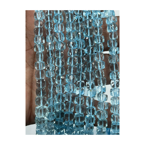 ลูกปัดทรงเหลี่ยมเพชรพลอยบุษราคัมสีฟ้าธรรมชาติขนาด6ถึง7มม. ขนาด8นิ้วสำหรับทำเครื่องประดับ - Product Image 5