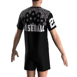 Camiseta de béisbol a rayas con aspecto atlético clásico Camiseta de béisbol de manga corta con diseño de cuello en V - Product Image 6