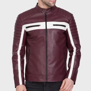 Veste en cuir pour hommes personnalisée de haute qualité support en toile grande taille confortable chaud hiver extérieur moto imperméable coupe-vent - Product Image 1