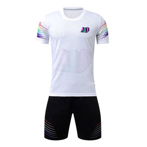 ชุดเล่นฟุตบอลสำหรับผู้ใหญ่ผู้ชายและน้ำหนักเบาคอปกเสื้อคอวีทำ100% ผ้าโพลีเอสเตอร์ตาข่ายเพื่อเพิ่มความสบายในการควบคุมเหงื่อ - Product Image 1