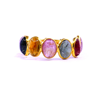 Bague de mariage réglable en argent sterling 925 Multi tourmaline pierres précieuses classique Simple Style Vintage bague de mode pour