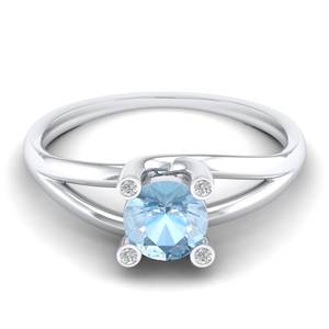 Bagues en or jaune 14K 18K de haute qualité REYES avec pierres précieuses aigue-marine, prix de gros, bagues de fiançailles en diamant pour femmes - Product Image 5