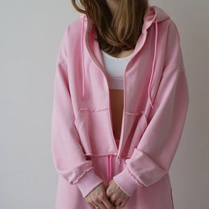 เสื้อฮู้ดมีซิปขนาดใหญ่พิเศษสำหรับผู้หญิงเสื้อมีโลโก้ที่กำหนดเองระบายอากาศได้ดีดีไซน์ความทุกข์ไซส์ใหญ่พิเศษสำหรับฤดูหนาวสำหรับฤดูใบไม้ร่วง - Product Image 5