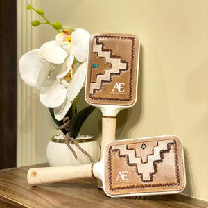 New Arrival Unisex Handmade Tooled Leather Hair Brush Western Style <b>Hot</b> Selling Engraved Daily Use <b>Comb</b> Hair Accessories - Product Image 1