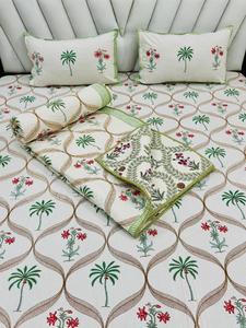 ชุดเครื่องนอน Kantha King ลายบล็อกมืออินเดียผ้าห่มผ้าปูที่นอน4ชิ้นและปลอกหมอนผ้านวมคลุมเตียง - Product Image 2