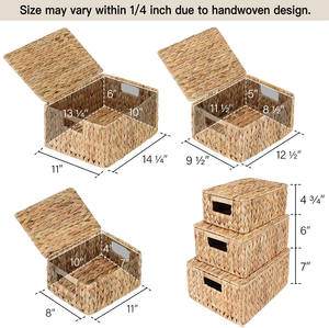 Best Price High Quality 100% Natural Water Hyacinth <b>Storage</b> <b>Boxes</b> Rectangle Liner for Household Use in Vietnam - Product Image 4