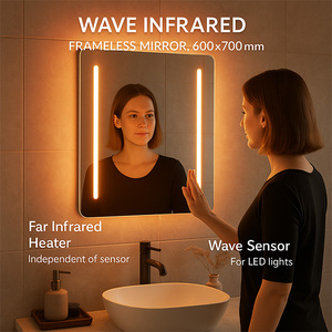 New Arrival 350W 240V Glass Heated Mirror Wave-Control LED Frameless Anti-Fog Infrared Fast Heating Sleek White Finish Smart - Product Image 2
