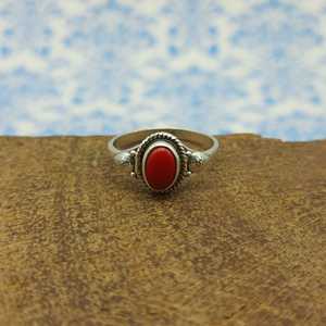Dyed Coral 925 Sterling Silver Child <b>Ring</b> Lightweight Trendy Handmade <b>Dainty</b> <b>Ring</b> with Minimalistic Design - Product Image 4