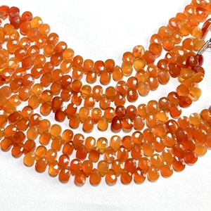 Cuentas Briolette en forma de pera facetada de cornalina, forma de almendra calibrada, tienda de proveedor de piedras preciosas de cuentas naturales - Product Image 1