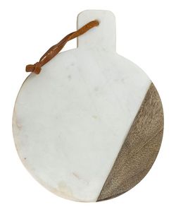 Tabla de cortar de mármol de madera de acacia Tabla de corte de cocina de mármol Tabla de forma rectangular con mango de cuero pulido para gran oferta - Product Image 5