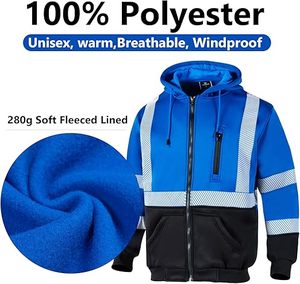 Sudadera con Capucha de Seguridad de Alta Calidad, Reflectante y de Alta Visibilidad para Hombre, con Cremallera - Product Image 4