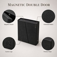 Boîte à bijoux magnétique à double porte, logo personnalisé, emballage en papier gaufré de luxe, rangement pour cadeaux