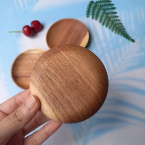 Mini plato de madera de acacia condimentos salsas plato forma redonda 7,5 cm plato vajilla - Product Image 3
