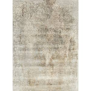 พรมขนสัตว์และไหมไผ่ถักมือสีเบจและสีน้ำตาลของ Kavi ลายแบบนามธรรม ทอแบบเรียบ สำหรับห้องนั่งเล่นในบ้าน ซ่อนด้วยผ้า Srb (729) - Product Image 1