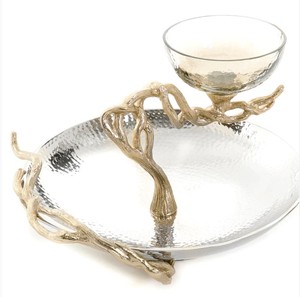 Luxury <b>Silver</b> Bowl Set of Three with Decorative <b>Tray</b> Elegant Serving Set Stylish Centerpiece for Home Tabletop Display - Product Image 3