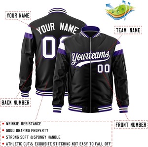 Chaqueta Bomber Varsity de lujo, tela satinada de gran tamaño, rayas de contraste Premium, ropa de calle de alta calidad, chaqueta al por mayor para hombres - Product Image 3