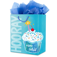 Sac cadeau d'anniversaire bleu vif en carton de luxe pour les fêtes et les cadeaux de tous les jours avec poignée en corde de coton