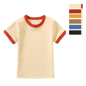 Kaus lengan pendek wanita, 100% katun musim panas warna cocok lembut nyaman atasan kaus kasual untuk wanita