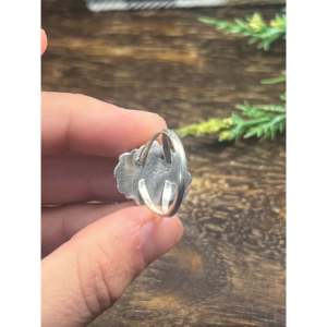 Freda Martinez <b>Statement</b> <b>Ring</b> with Lapis Gemstone & Sterling <b>Silver</b> Emerald Cut Rhodium Plated Size 7 Everyday Wear - Product Image 5