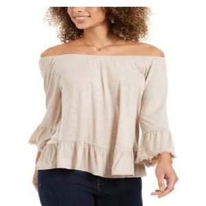 เสื้อสตรีแบบถักสีน้ำตาลของสไตล์&โค รุ่นเปิดไหล่ แขนทรงระฆัง ไซส์กลาง - Product Image 1