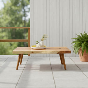 Mesa de Centro Moderna de Madera de Monkey Pod con Borde Natural y Patas Torneadas, Diseño Ecológico y Duradero para Sala de Estar y Patio - Product Image 4