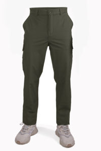 Pantalon tactique décontracté toutes saisons pour hommes, couleur noire, tissu en toile imperméable en coton, taille élastique, poids moyen, taille plus - Product Image 2