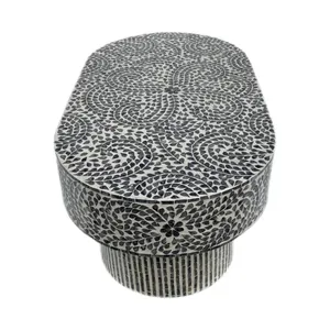 Nouveaux produits : Table basse ovale moderne en nacre, design OEM, personnalisable, fabriquée à la main, mobilier de maison, directement de l'usine du Vietnam - Product Image 3