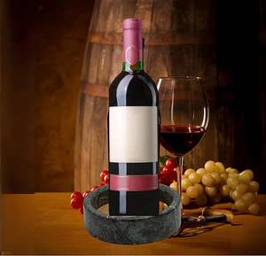 Elegant Luxury <b>Green</b> Marble Wine Bottle <b>Coaster</b> Set Absorbent Cork Holder for Weddings and Any Occasion - Product Image 3