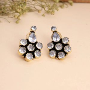 Elegantes pendientes colgantes con tachuelas florales con Marquesa brillante y piedras de cristal de corte redondo, joyería para fiestas - Product Image 1