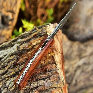 Cuchillo de bolsillo de caza de acero de Damasco personalizado más vendido, cuchillos plegables con mango de madera de alta calidad compatibles con OEM - Product Image 2