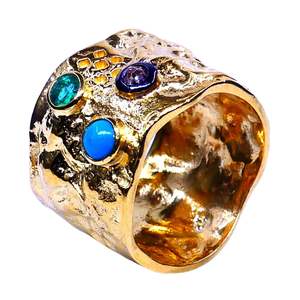 Anillo de diamante turquesa de Plata de Ley 925 chapado en oro clásico para bodas y fiestas - Product Image 1