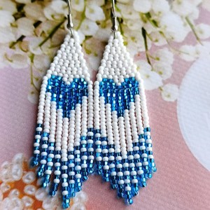 Boho ต่างหูลูกปัดด้วยการออกแบบสีฟ้าครามแอนดี้ cascading Fringe, เครื่องประดับของขวัญที่ไม่ซ้ำกัน - Product Image 3