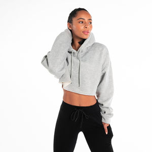 Venta al por mayor Plain Pullover Oversize Short Crop Top Hoodie Casual Wear Sudaderas con capucha de manga larga de las mujeres para la venta - Product Image 3