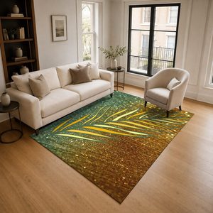 Alfombra de Área Chenille Lavable a Máquina con Estampado Digital Tradicional Anatolia en Beige Marrón, Antideslizante, Modelo LXDP-0823 de RUGS DEPOT, Venta al Por Mayor - Product Image 2