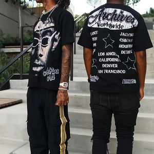 Camiseta Gráfica Oversize de Moda al por Mayor, 100% Algodón, Tela Premium, Estampada, Ecológica, Transpirable, Ajuste Holgado, Estilo Urbano - Product Image 1