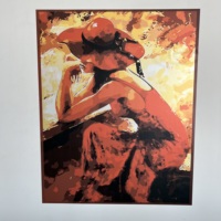 Peinture abstraite Femme Solitaire, Art mural moderne réutilisable et durable en papier multifonctionnel, adhérence électrostatique sur toutes surfaces