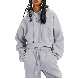 Heavy <b>Weight</b> Cotton Fleece Drop Shoulder <b>Womens</b> Tracksuit Oversized Hoodies Unisex Sweatpants <b>Set</b> - Product Image 5