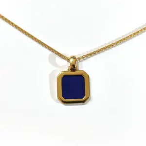 Elevated Blue Lapis Octagonal Necklace - 750 Yellow Gold Featuring Deep Blue Lapis - Regal and Refined for the Modern Man