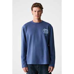 GRIMELANGE CREATOR T-shirt à manches longues surdimensionné en coton imprimé sur le devant et le dos pour homme - Product Image 3