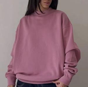 Soft Touch <b>Womens</b> Oversized Mock Neck Sweatshirt Cotton Blend Pullover Cozy Loose Fit Streetwear Casual Winter Fashion Long <b>Top</b> - Product Image 4