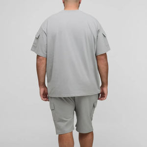 Ropa de hombre de gran tamaño personalizada de peso pesado en blanco liso Boxy 100% conjuntos de camiseta y pantalones cortos de algodón para hombres conjunto de 2 piezas de verano - Product Image 2