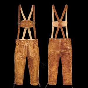 Pantalones Cortos Lederhosen de Cuero Vacuno Genuino 100% de la Mejor Calidad para Hombre, Transpirables, Talla Grande, Cintura Media, Estilo Urbano - Product Image 3